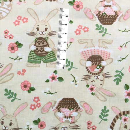 Tecido Patchwork P Scoa Circulo Coelhos Flores X Mts Fl