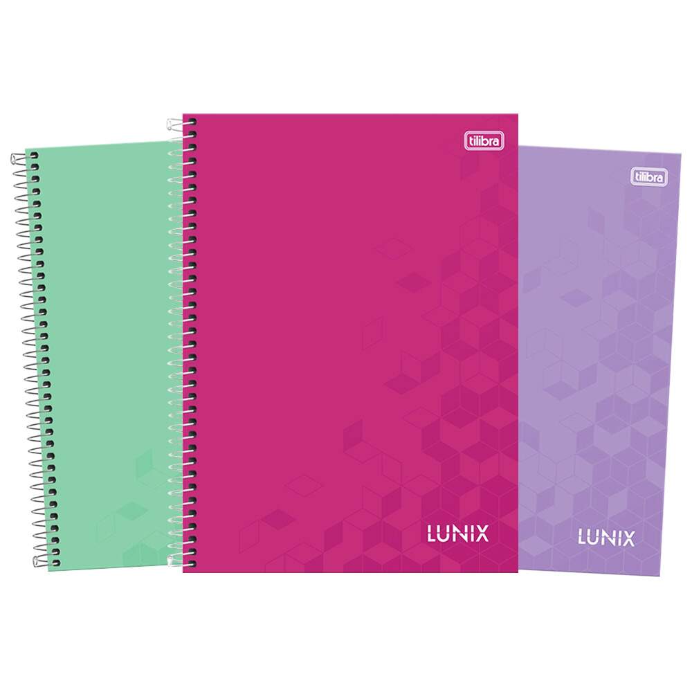 Caderno Espiral Capa Dura Universitário Tilibra Lunix 16 Matérias 256