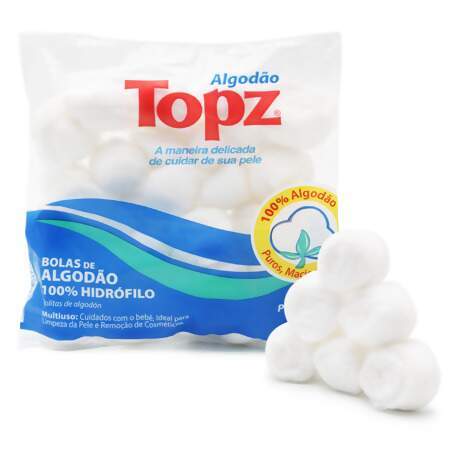 Algodão em Bolas Hidrófilo Topz com 50g