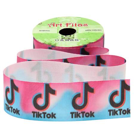 Fita de Gorgurão Art Fitas LC1922 40mm TikTok Rosa-Tiffany 10mts FL