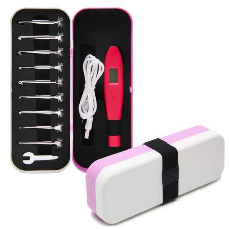 Kit Agulha de Crochê com Led e Cabo USB Lilás com 9 Pontas