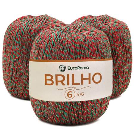 Kit Barbante EuroRoma Brilho Especial Natal n°6 400g com 03 Und