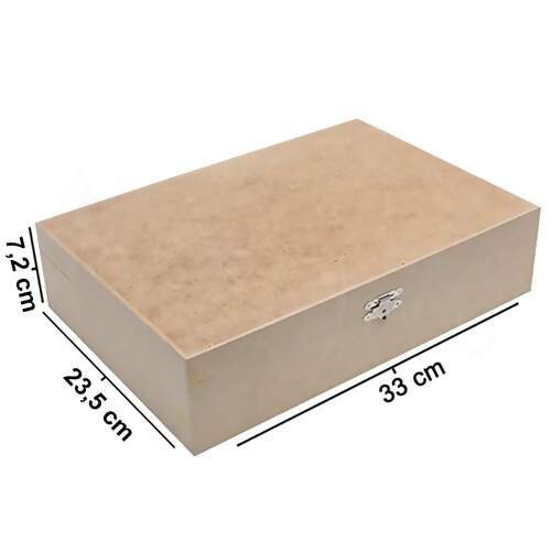 Caixa De MDF Com Dobradiça E Fecho 33x23,5x7,2cm 