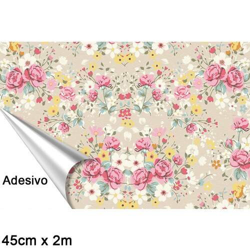 Papel Contact Linha Floral 45cm x 2mts