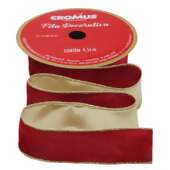 Fita de Natal Cromus 3,8cm 1693998 Dupla Face Vermelho-Ouro 9,14mts FL