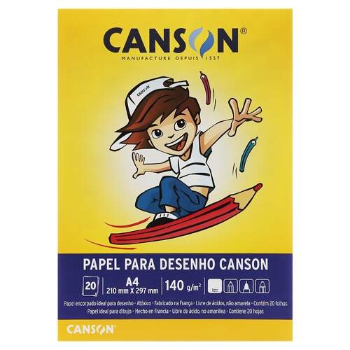 Bloco Para Desenho A4 Canson Branco 140g Com 20 Folhas 7735