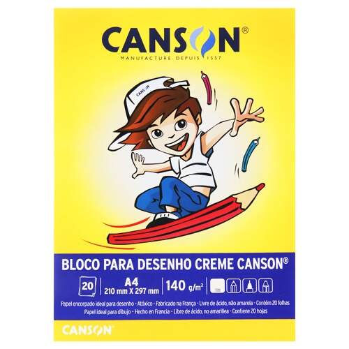 Bloco Para Desenho A4 Canson Creme 140g Com 20 Folhas 7556