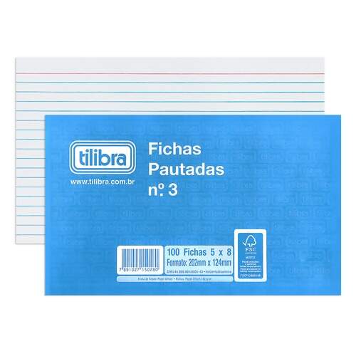 Ficha Pautada Número 3 Tilibra 5x8 Com 100 Folhas 6711